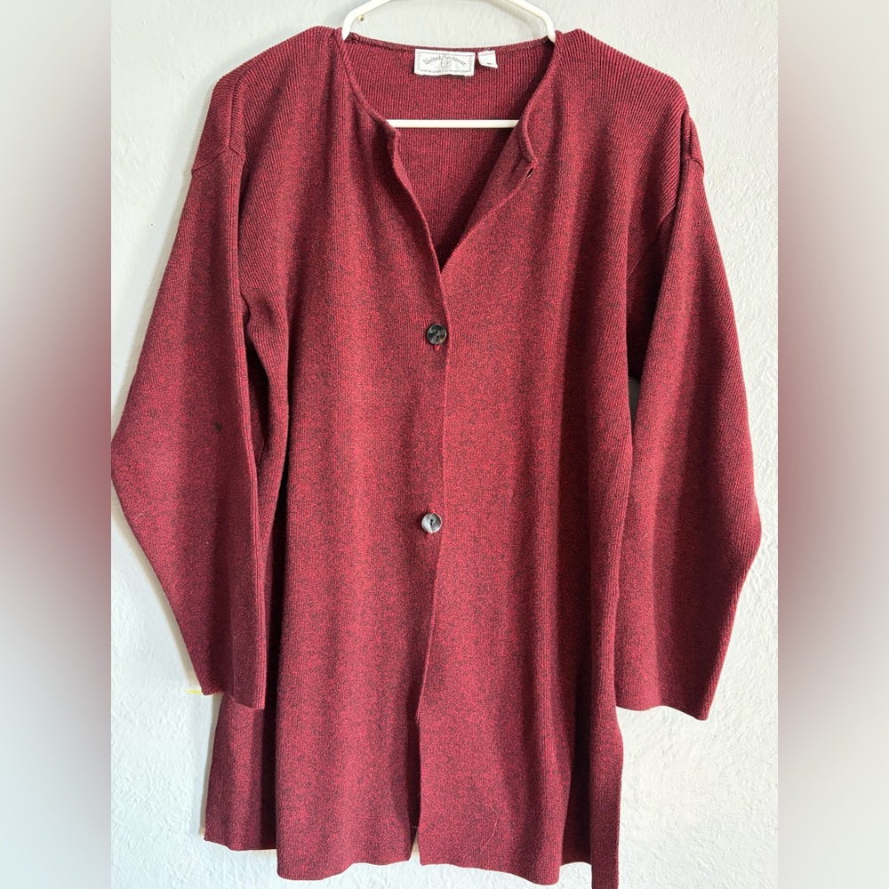 United Knitwear Vintage sweater‎ Burgundy red Button cardigan cotton